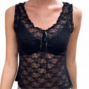 Brandy Melville Malena navy lace top